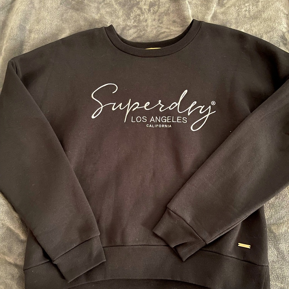 Black Superdry logo crewneck sweater